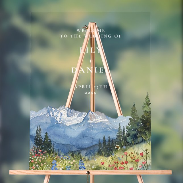 Hochzeitsfeier im Wasserfarbengebirge Acrylschild (Neutral)