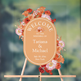 Hochzeitsfeier in Aquarellorange Acrylschild