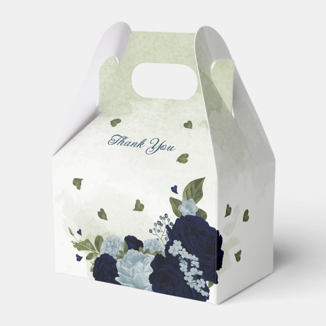 Hochzeitsfeier in blauen und marinen Pflanzen Geschenkschachtel (Vorderseite)