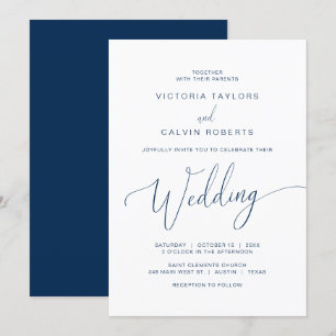 Hochzeitsfeier in der Kirche, Navy Blue Einladung
