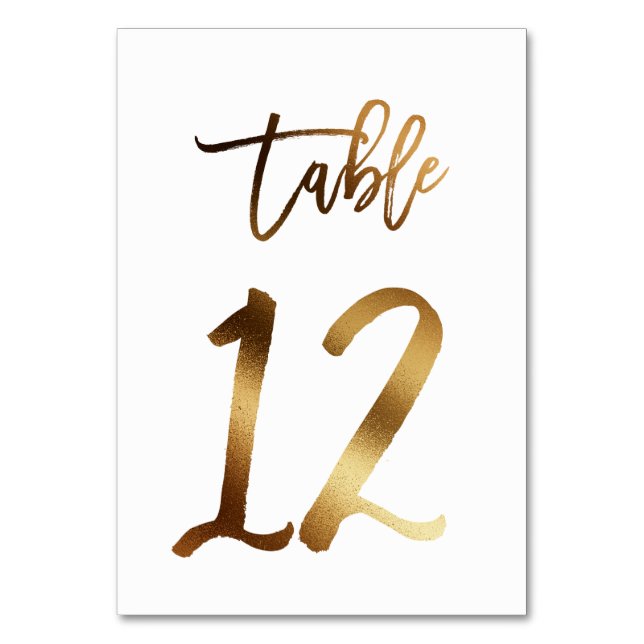 Hochzeitsfeier in Gold-Folie | Tabelle 12 Tischnummer (Vorderseite)