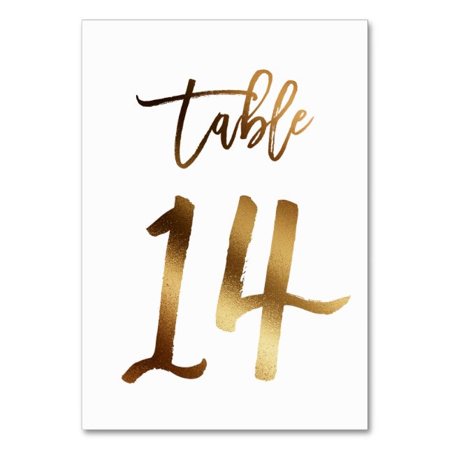 Hochzeitsfeier in Gold-Folie | Tabelle 14 Tischnummer (Vorderseite)