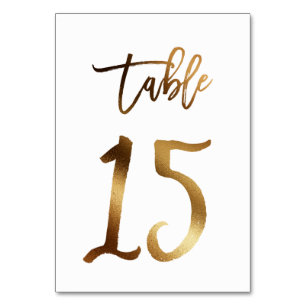 Hochzeitsfeier in Gold-Folie   Tabelle 15 Tischnummer
