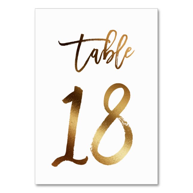 Hochzeitsfeier in Gold-Folie | Tabelle 18 Tischnummer (Vorderseite)