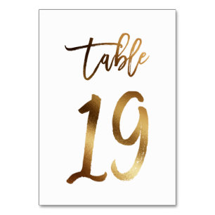 Hochzeitsfeier in Gold-Folie   Tabelle 19 Tischnummer