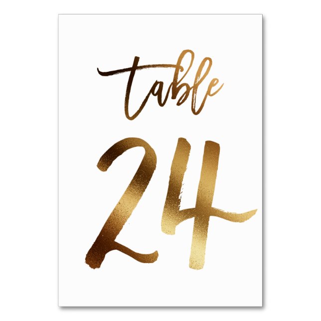 Hochzeitsfeier in Gold-Folie | Tabelle 24 Tischnummer (Vorderseite)