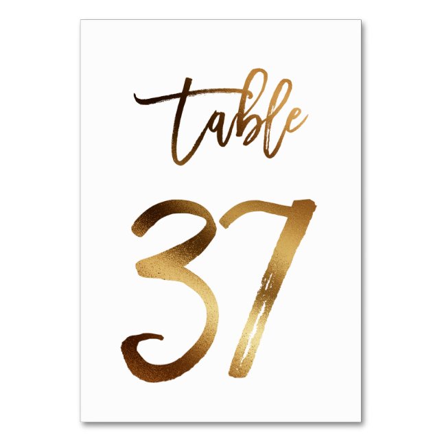 Hochzeitsfeier in Gold-Folie | Tabelle 37 Tischnummer (Vorderseite)