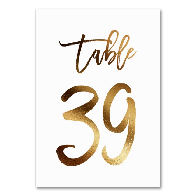Hochzeitsfeier in Gold-Folie | Tabelle 39 Tischnummer (Vorderseite)
