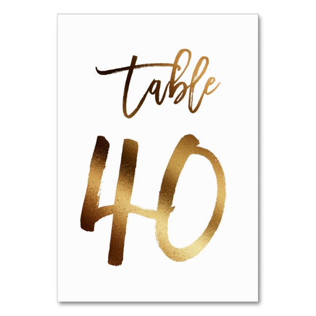 Hochzeitsfeier in Gold-Folie | Tabelle 40 Tischnummer (Vorderseite)