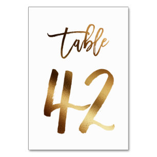 Hochzeitsfeier in Gold-Folie   Tabelle 42 Tischnummer