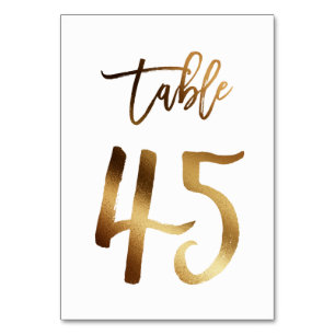 Hochzeitsfeier in Gold-Folie   Tabelle 45 Tischnummer