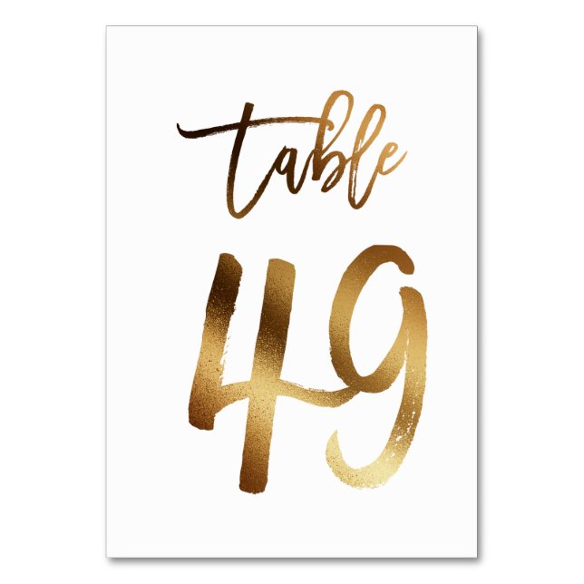 Hochzeitsfeier in Gold-Folie | Tabelle 49 Tischnummer (Vorderseite)
