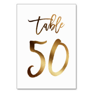 Hochzeitsfeier in Gold-Folie   Tabelle 50 Tischnummer