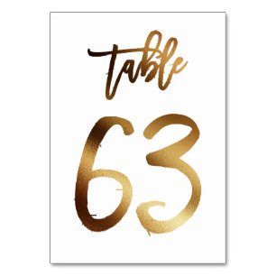 Hochzeitsfeier in Gold-Folie Tabelle 63 Tischnummer