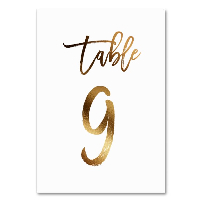 Hochzeitsfeier in Gold-Folie | Tabelle 9 Tischnummer (Vorderseite)