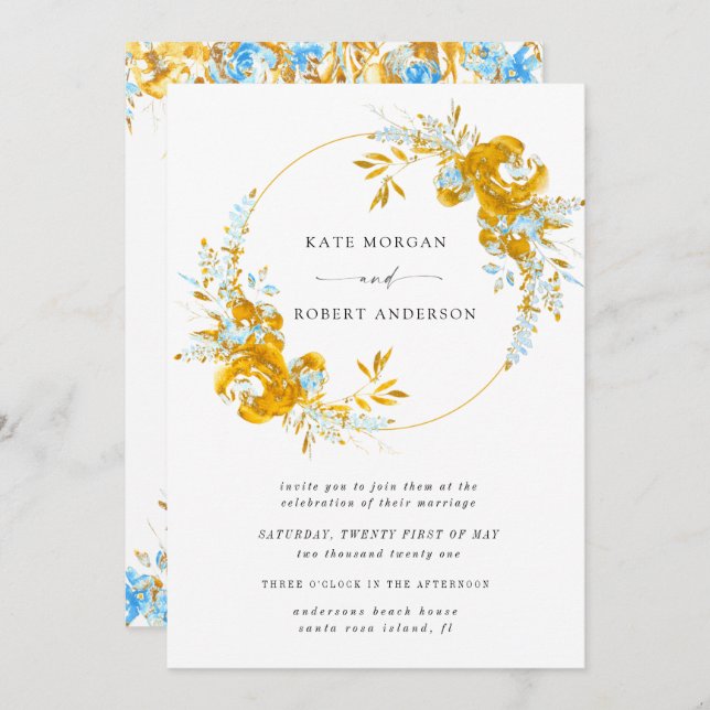 Hochzeitsfeier in Gold türkisfarben (Vorne/Hinten)