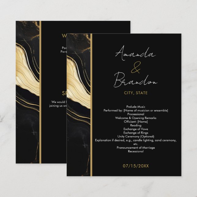 Hochzeitsfeier in Luxus-Foto aus schwarzem und gol (Vorne/Hinten)