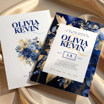 Hochzeitsfeier in Navy-Blue-Gold-Blume