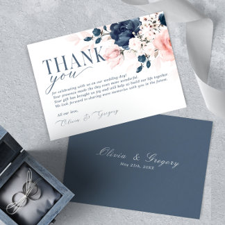 Hochzeitsfeier in Navy Blue und Blush Pink RSVP Karte