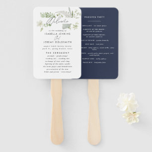 Hochzeitsfeier in Navy mit elegantem Botanischem S Fächer