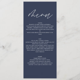 Hochzeitsfeier in Navy mit elegantem Botanischem S Menükarte