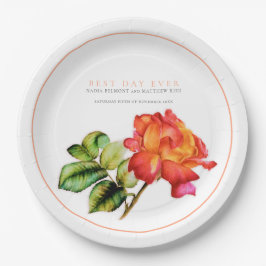 Hochzeitsfeier in Orange rote Rose Pappteller