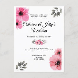 Hochzeitsfeier in Rosa Postkarte