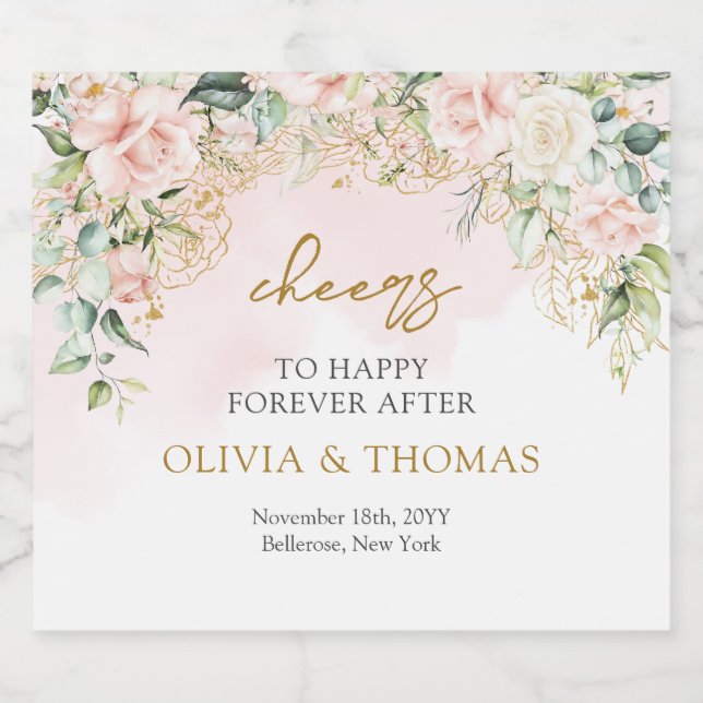 Hochzeitsfeier in Rosa Rose Bierflaschenetikett (Einzelnes Label)