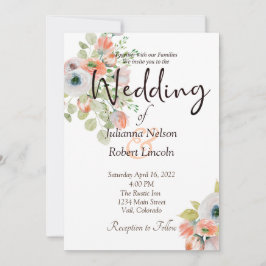 Hochzeitsfeier in Rosa und Blau Einladung