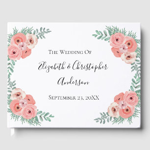 Hochzeitsfeier in Rosa und grüner Flora Gästebuch