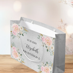 Hochzeitsfeier in Silberrösche Rosa Blume Große Geschenktüte