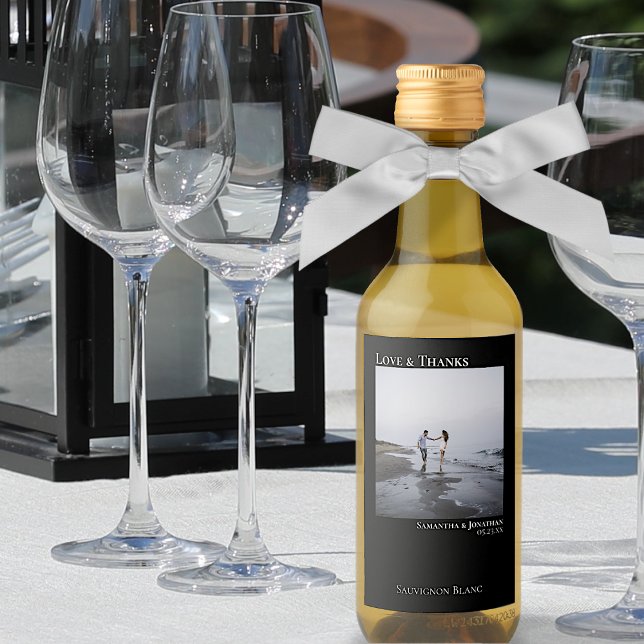 Hochzeitsfeier Liebe & Dank Modernes Black Foto Mi Weinetikett (Von Creator hochgeladen)