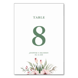 Hochzeitsfeier mit Aquarellblumen - Tischnummer