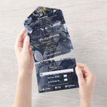 Hochzeitsfeier mit blauem Gold-Aquarell-Foto