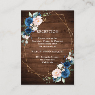 Hochzeitsfeier mit blauem Rost, rustikales Holz Begleitkarte