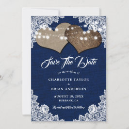 Hochzeitsfeier mit blauem Rustikal Save The Date