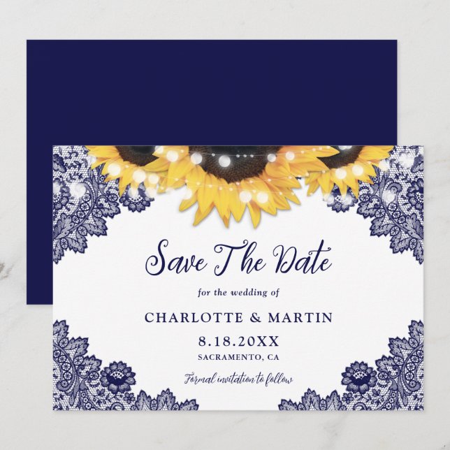 Hochzeitsfeier mit blauem, rustikalem Chic Save The Date (Vorne/Hinten)