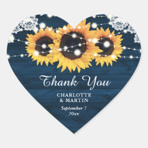 Hochzeitsfeier mit blauem, rustikalem Holz Herz-Aufkleber