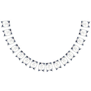 Hochzeitsfeier mit Blauen und Blütenrosa Wimpelkette