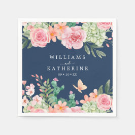 Hochzeitsfeier mit blauer Blüte Pink und Peach Flo Serviette