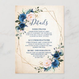 Hochzeitsfeier mit blauer Blüte Rustikale Geometri Begleitkarte