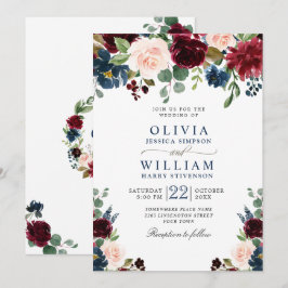 Hochzeitsfeier mit Blauer Blütenfarbe Einladung