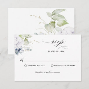 Hochzeitsfeier mit Blauer Flora und Grün RSVP Karte