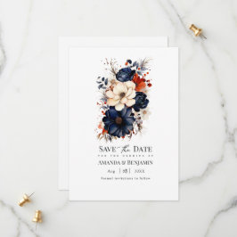 Hochzeitsfeier mit Blauer Navy, Burnt Orange & Cha Save The Date
