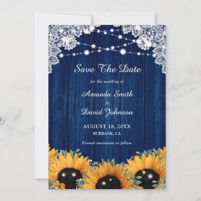 Hochzeitsfeier mit Blauer Waldgrün Save The Date (Vorderseite)