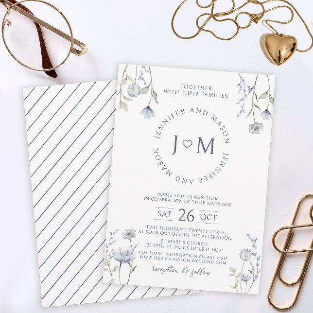 Hochzeitsfeier mit blauer Wildblume Einladung (Von Creator hochgeladen)