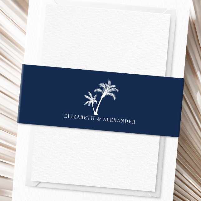 Hochzeitsfeier mit Blue Tropical Palm Tree Beach Einladungsbanderole (Von Creator hochgeladen)