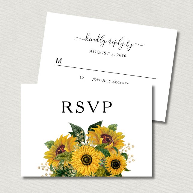 Hochzeitsfeier mit Blumen RSVP Karte (Elegant Floral Sunflower Wedding RSVP Card)