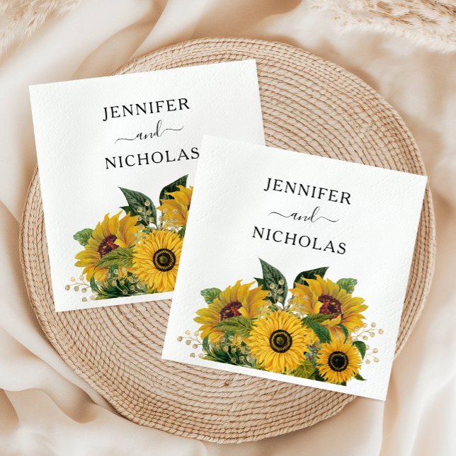 Hochzeitsfeier mit Blumen Serviette (Elegant Floral Sunflower Wedding Napkins)