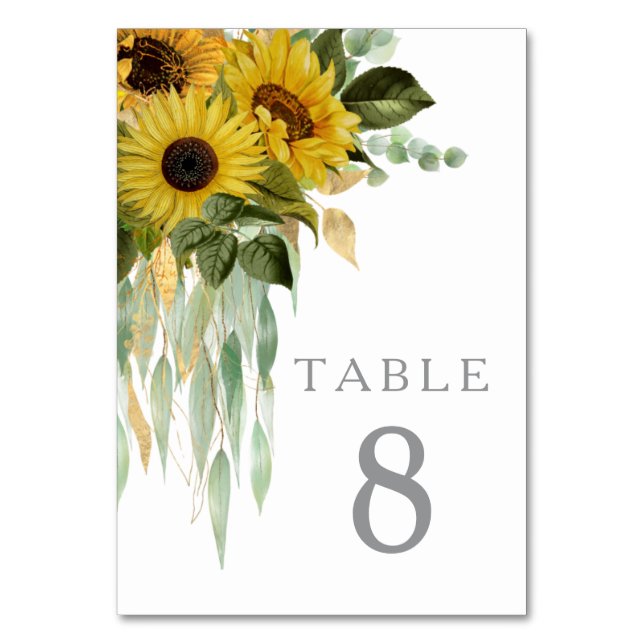 Hochzeitsfeier mit Blumen Tischnummer (Vorderseite)